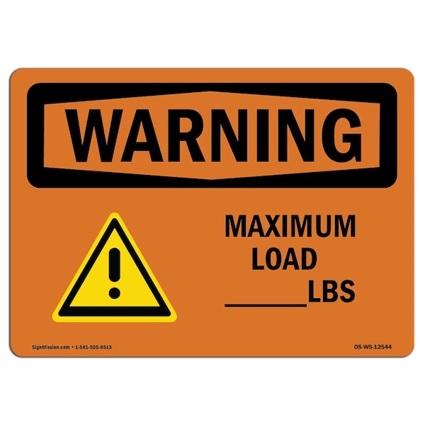 Safety Sign, OSHA WARNING, 12" Height, Aluminum, Lbs, Landscape